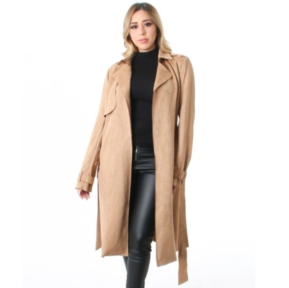 Faux Suede Trench Coat- Black 🖤 - Picture 9 of 9